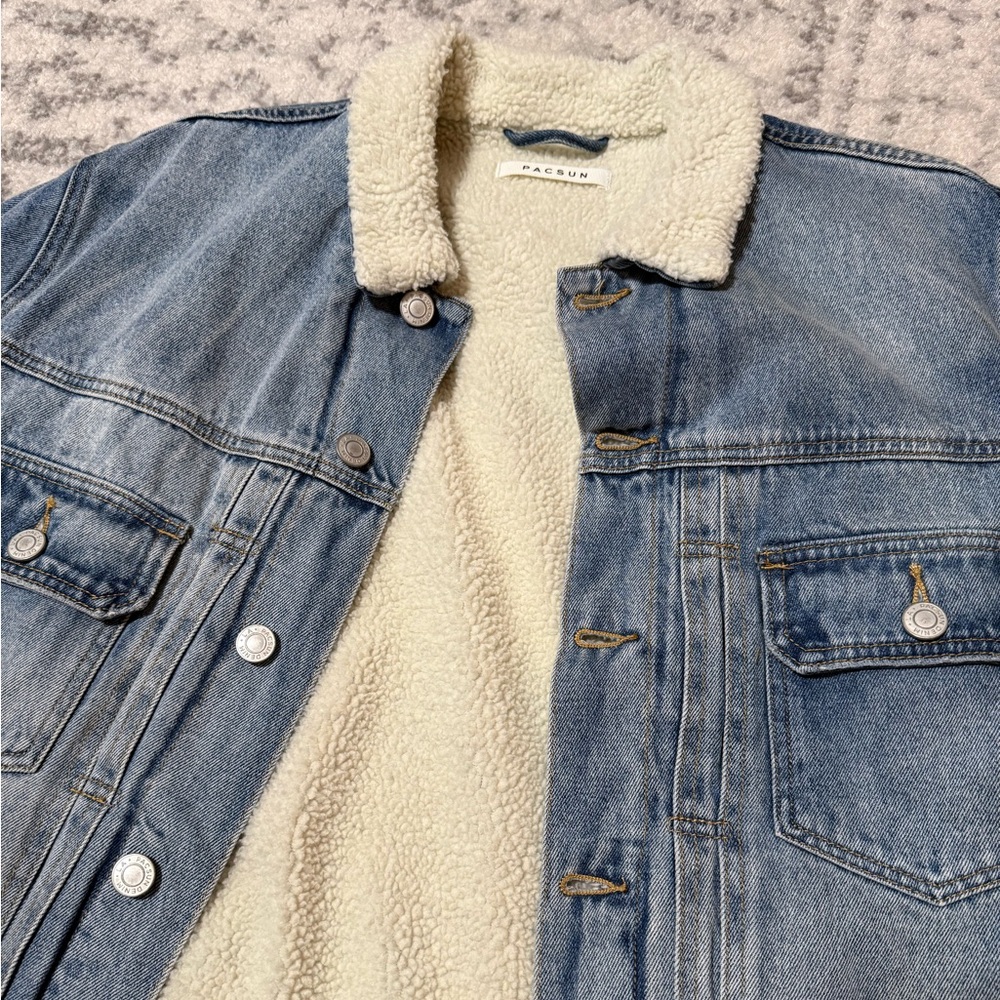 PacSun Denim Jacket with Sherpa Lining
